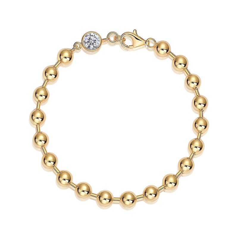 Golden Bead Moissanite Bracelet