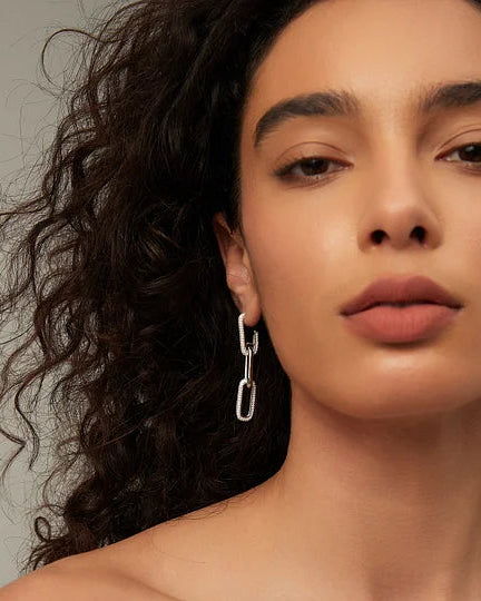 Chain Link Moissanite Drop Earrings