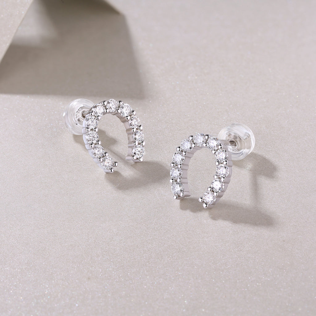 Pavé Horseshoe Moissanite Stud Earrings