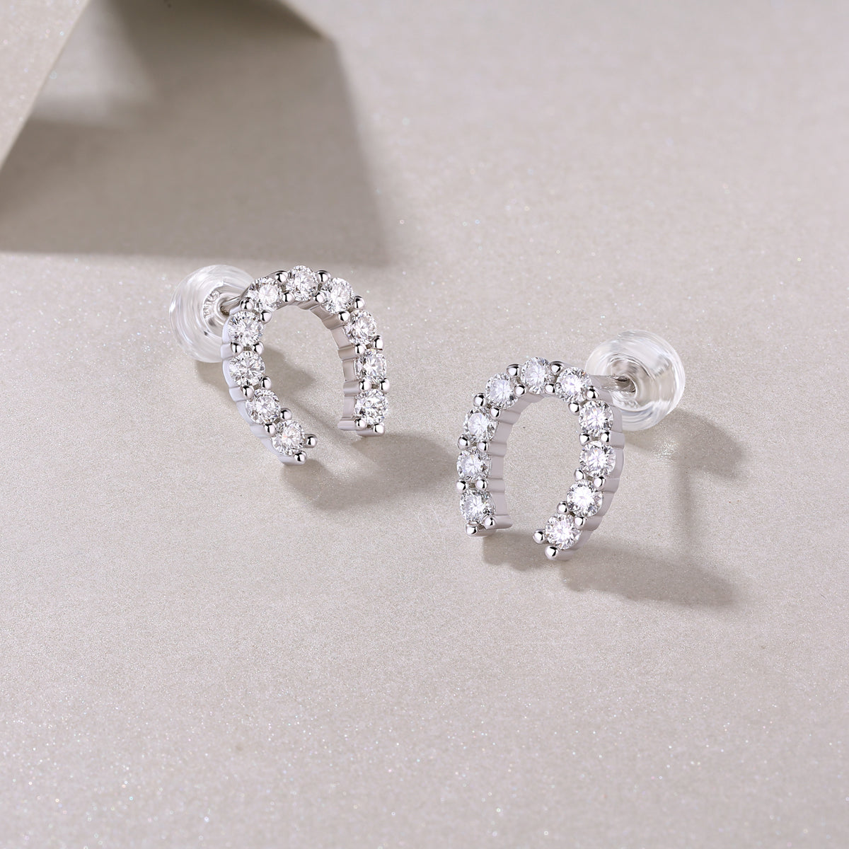 Pavé Horseshoe Moissanite Stud Earrings