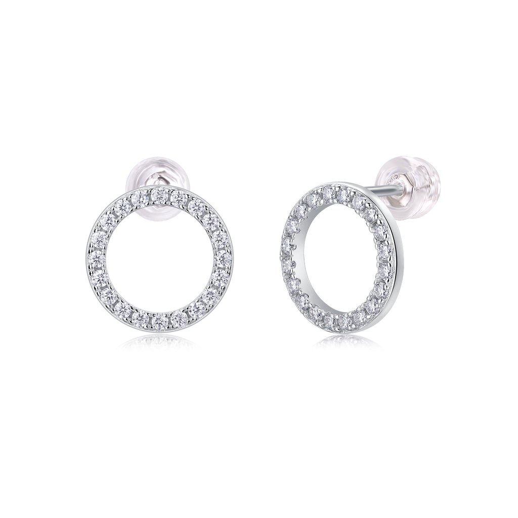 Pavé Circle Moissanite Stud Earrings