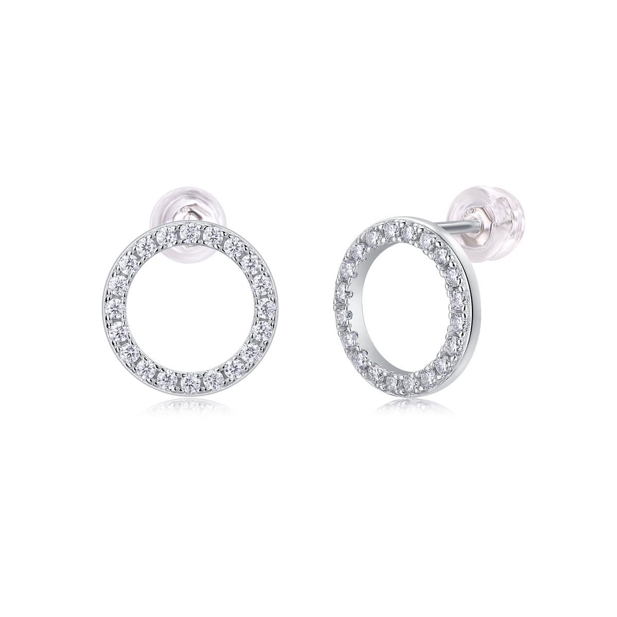 Pavé Circle Moissanite Stud Earrings