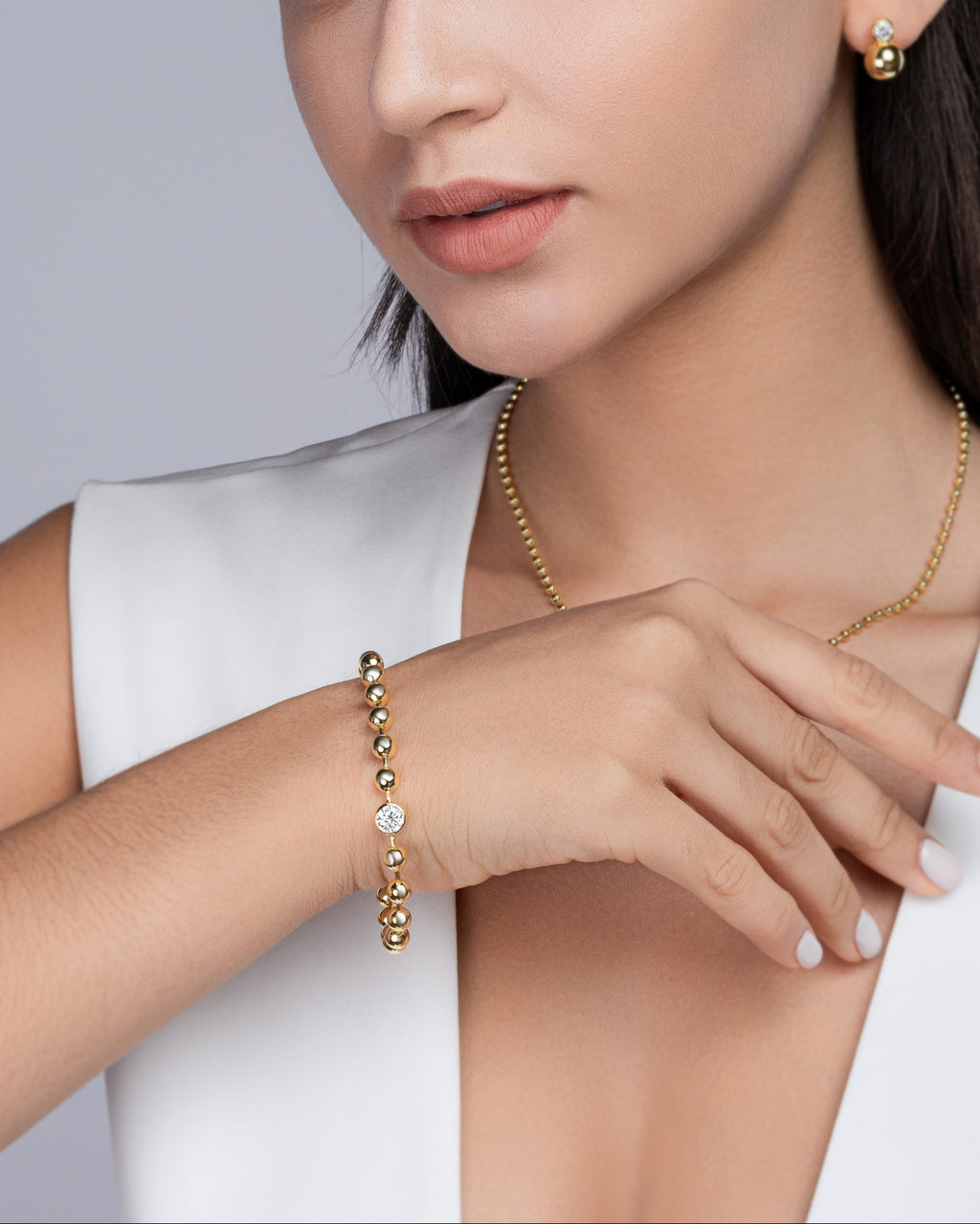 Golden Bead Moissanite Bracelet