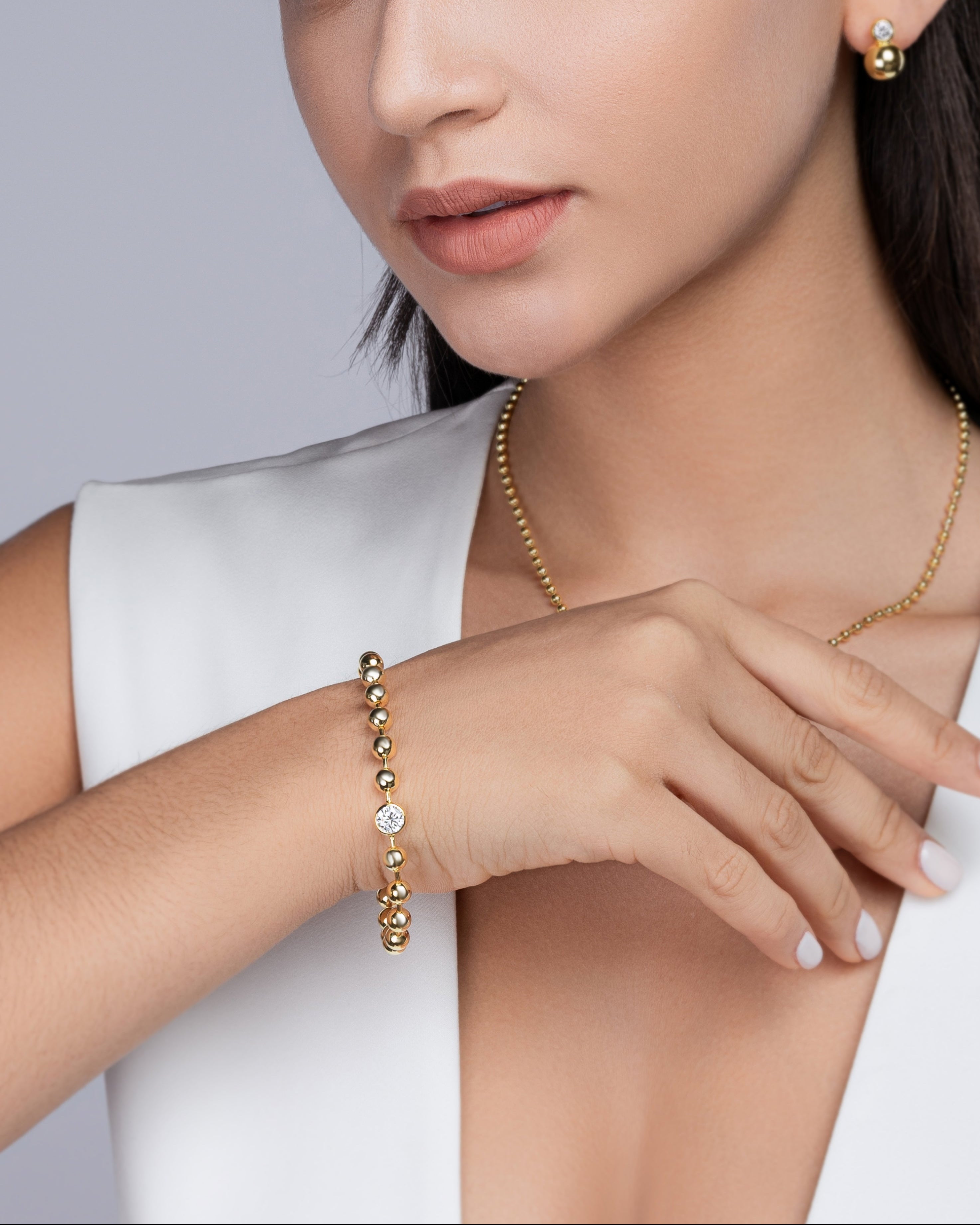 Golden Bead Moissanite Bracelet