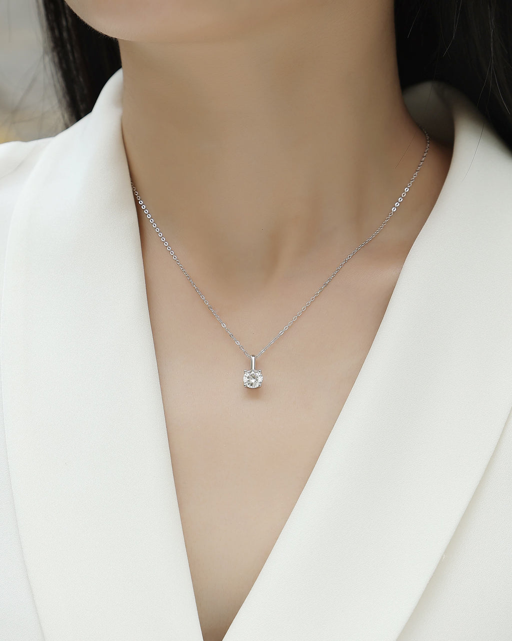 1ct Moissanite Solitaire Pendant Necklace