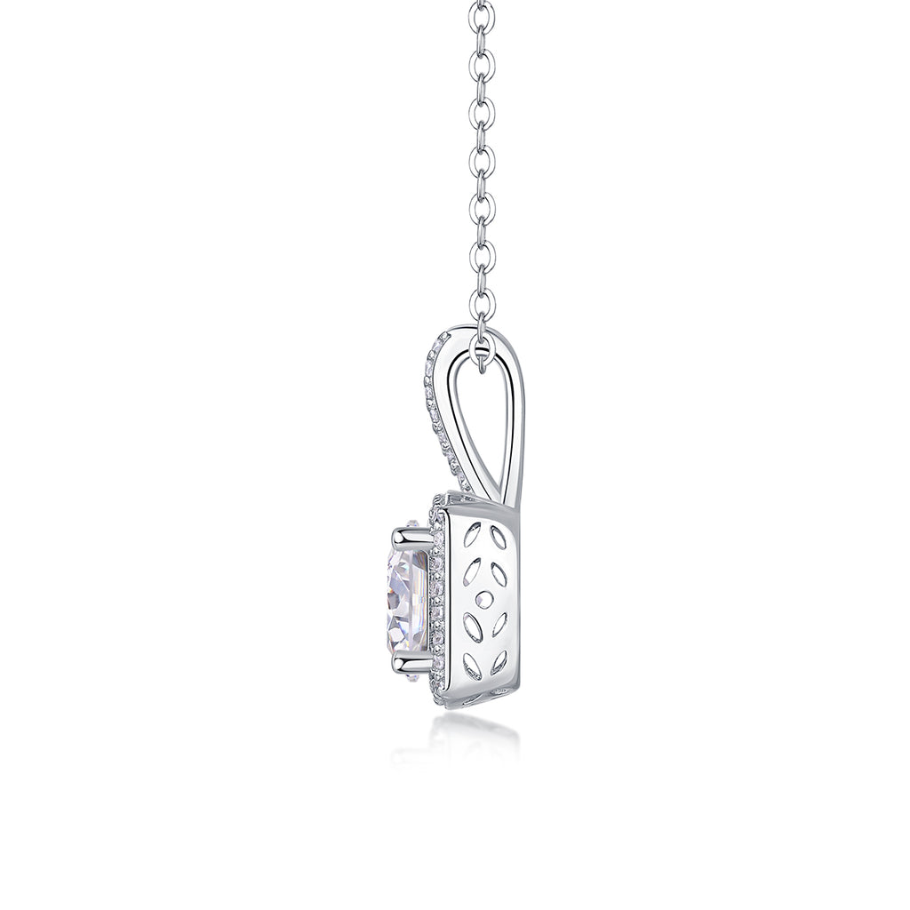 Square Halo 2ct Moissanite Pendant Necklace
