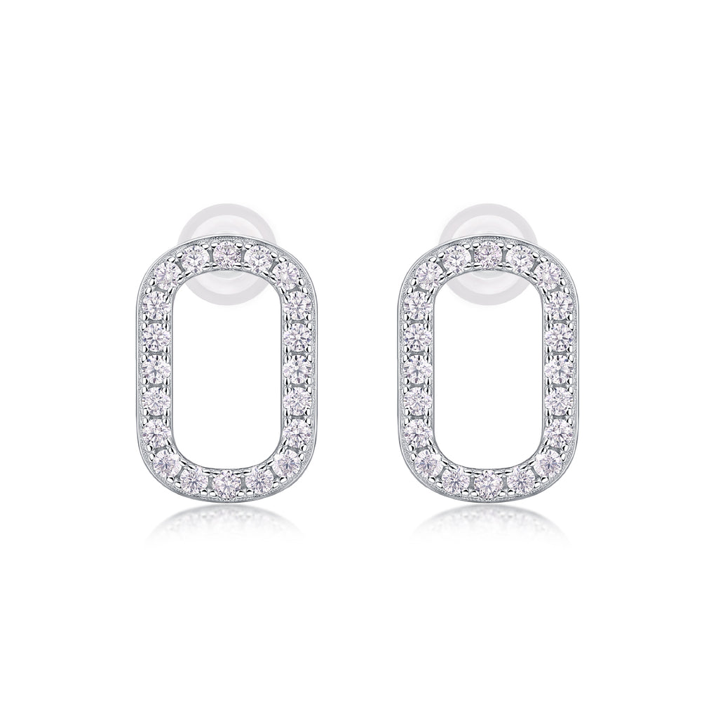 Pavé Oval Frame Moissanite Stud Earrings