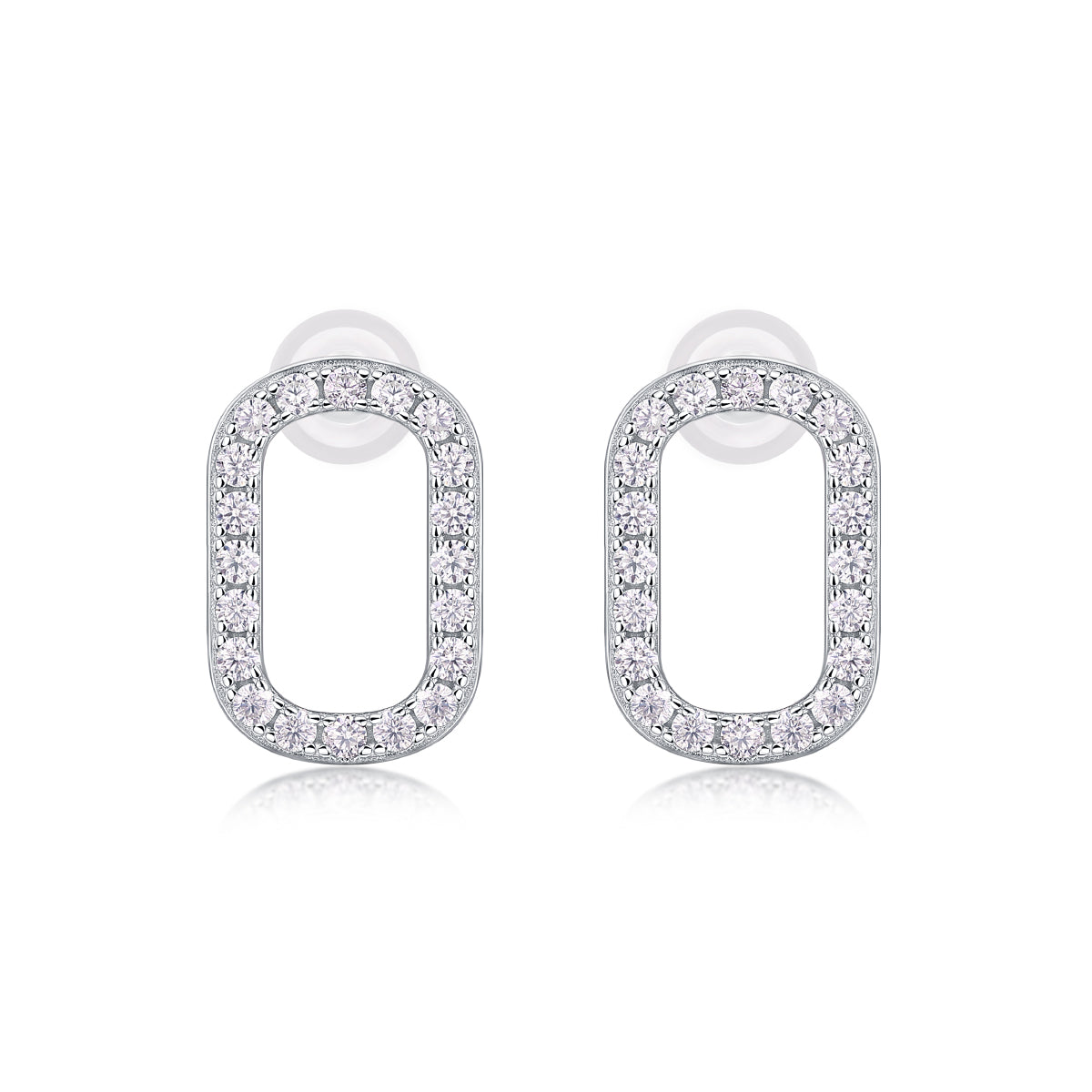 Pavé Oval Frame Moissanite Stud Earrings