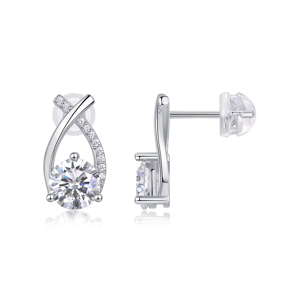 Twist Solitaire Moissanite Stud Earrings