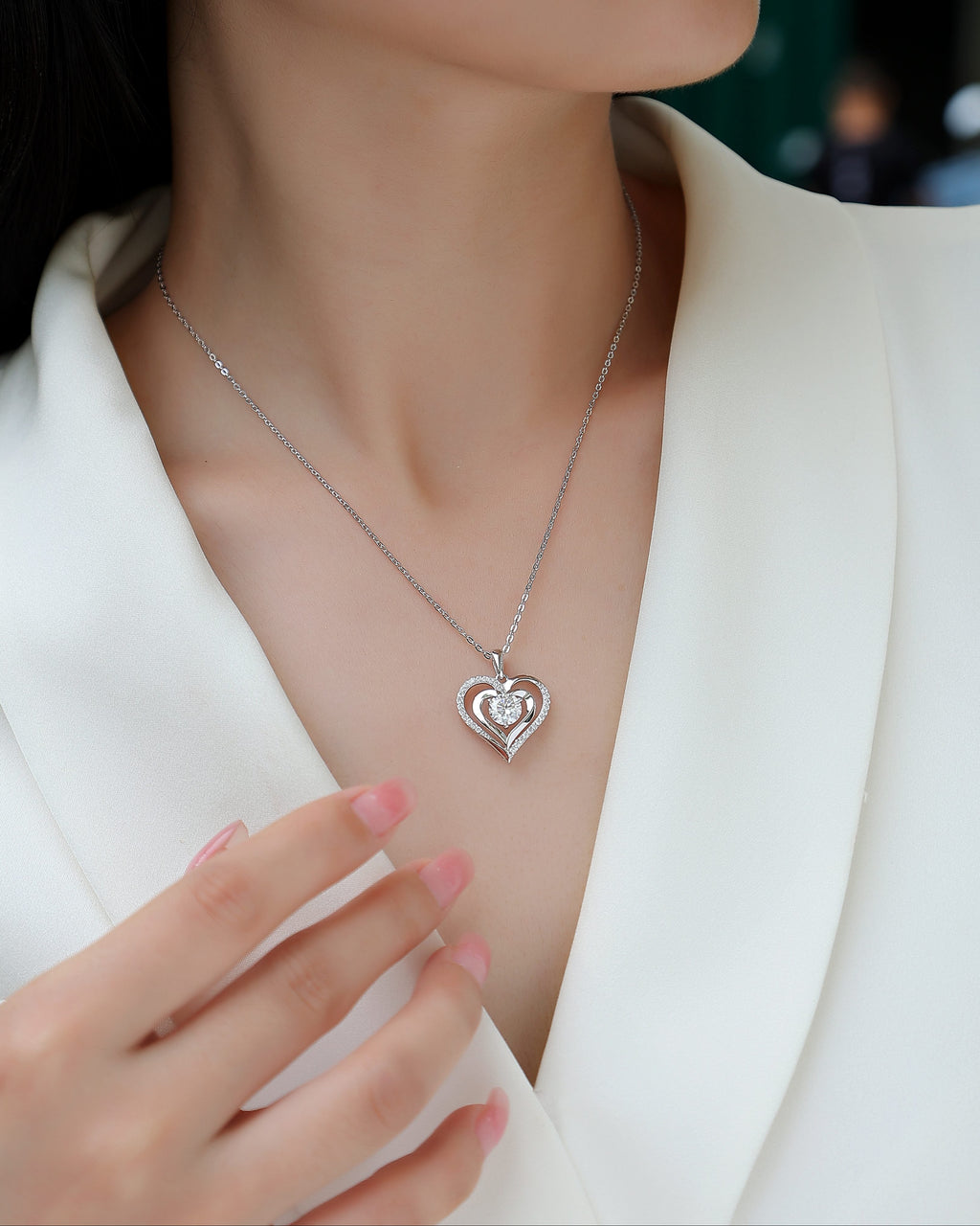 Layered Heart Moissanite Necklace