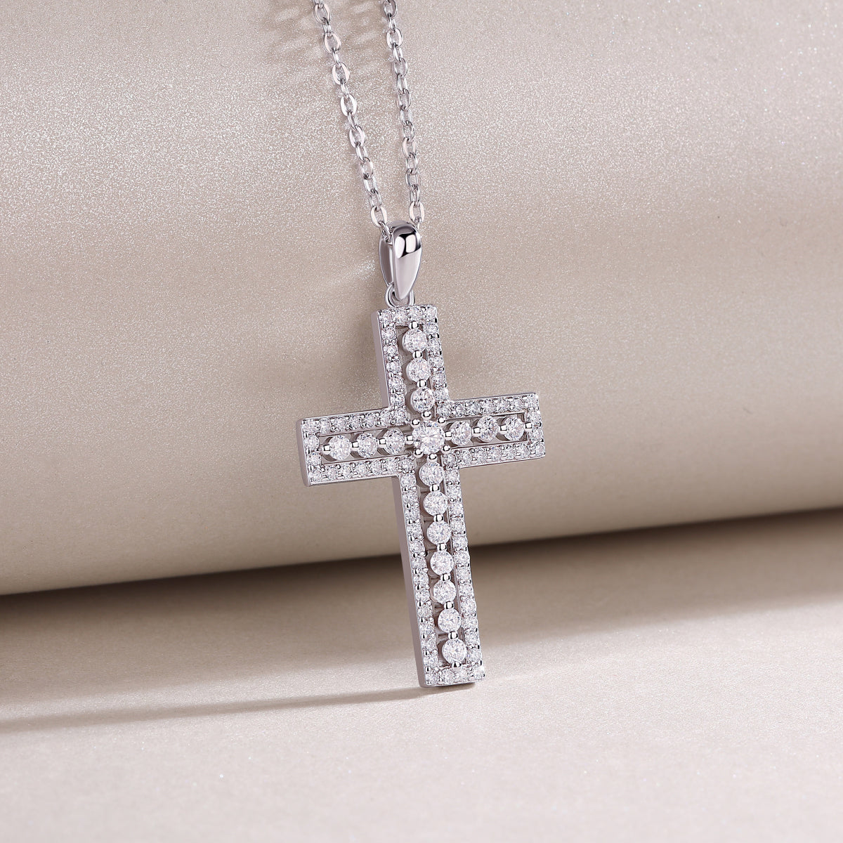 Pavé Moissanite Cross Pendant Necklace