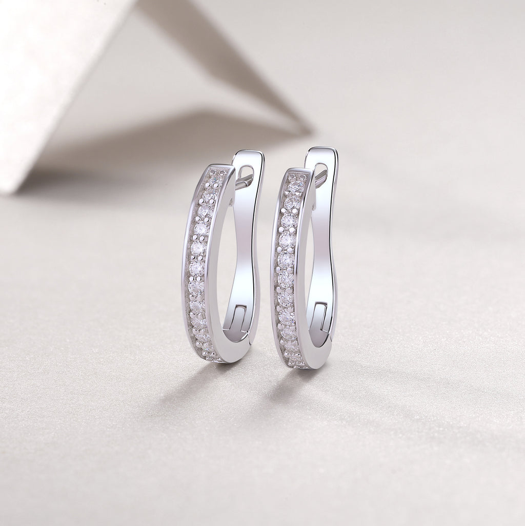Sleek Pavé Moissanite Huggie Earrings