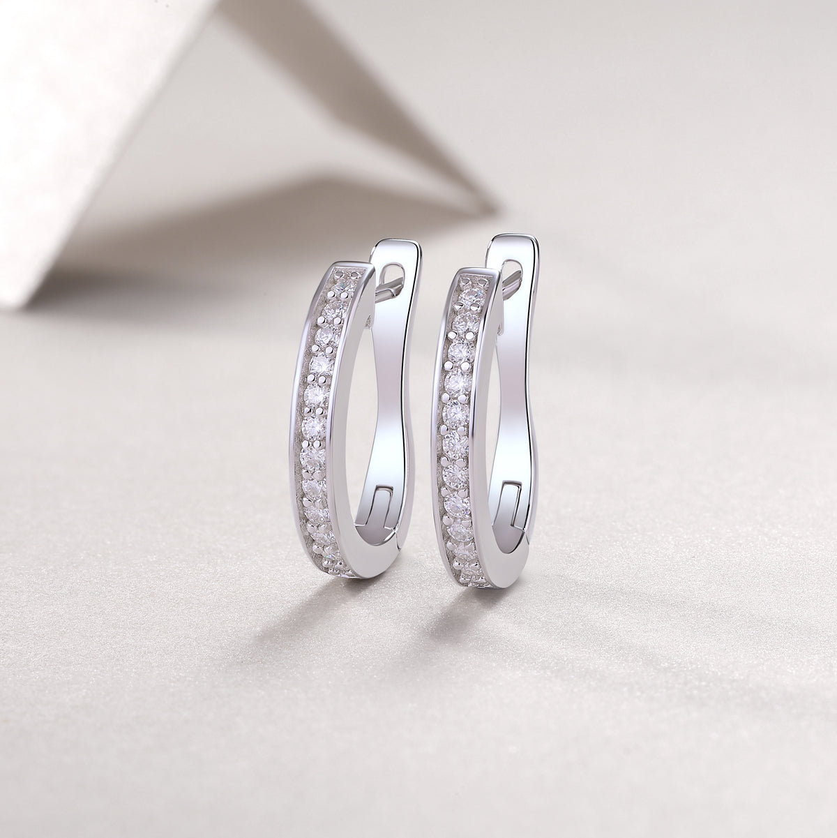 Sleek Pavé Moissanite Huggie Earrings