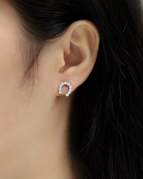 Pavé Horseshoe Moissanite Stud Earrings
