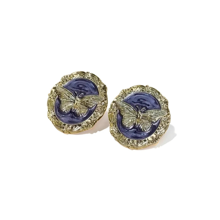 Gold Earrings with polished hoop design on white background