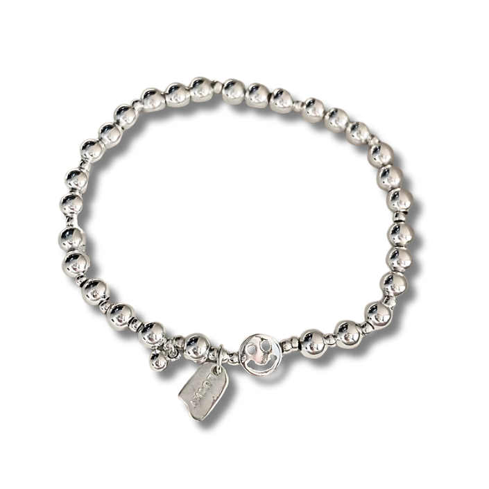 Lucky Beads Bracelet with colorful beaded design and gold charm on white background