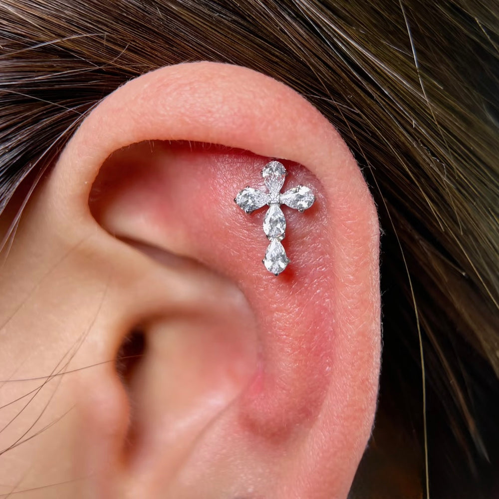 Mini cross stud earrings for women in minimalist style
