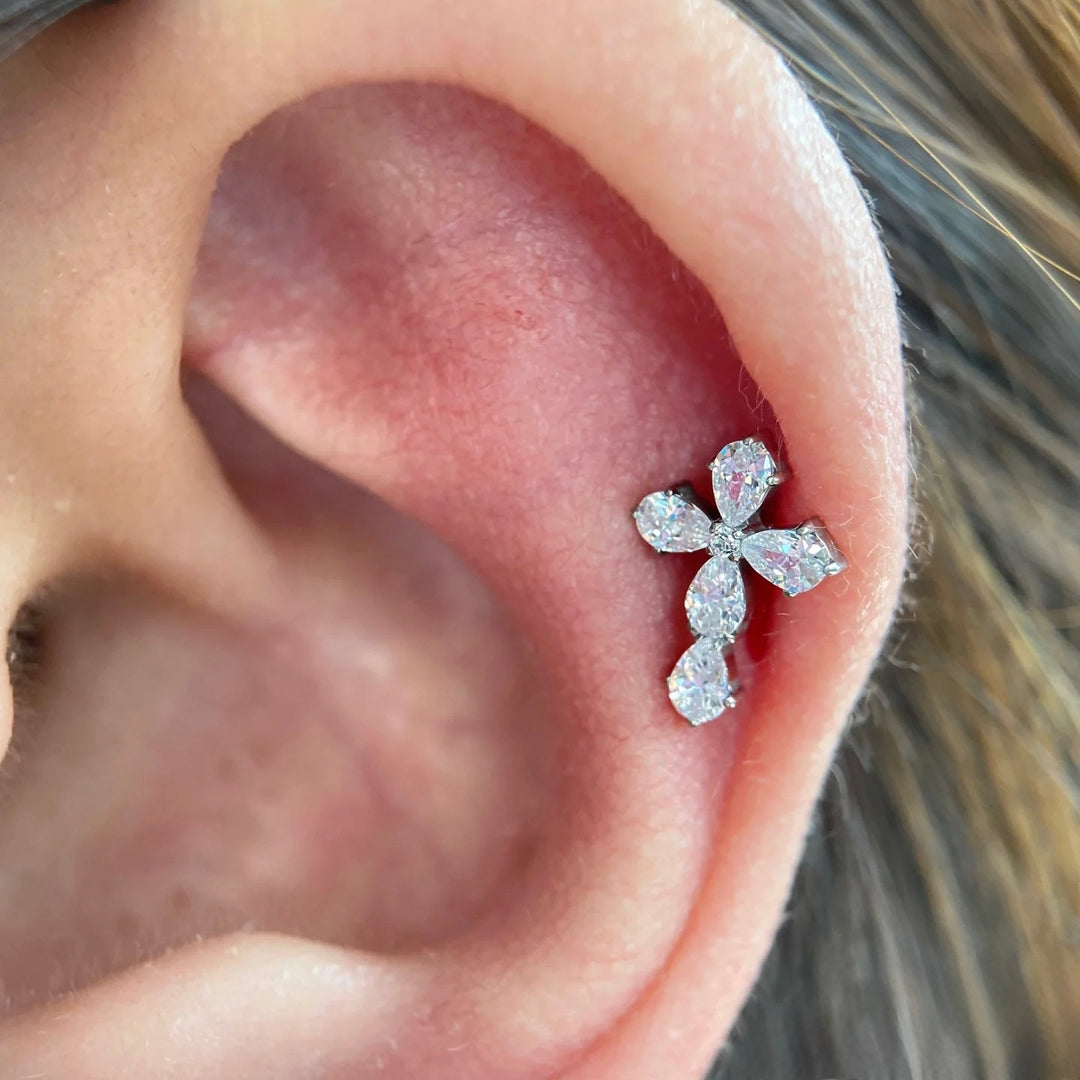 Mini cross stud earrings for women in minimalist style
