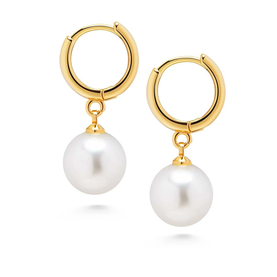 Pearl drop earrings with gold finish