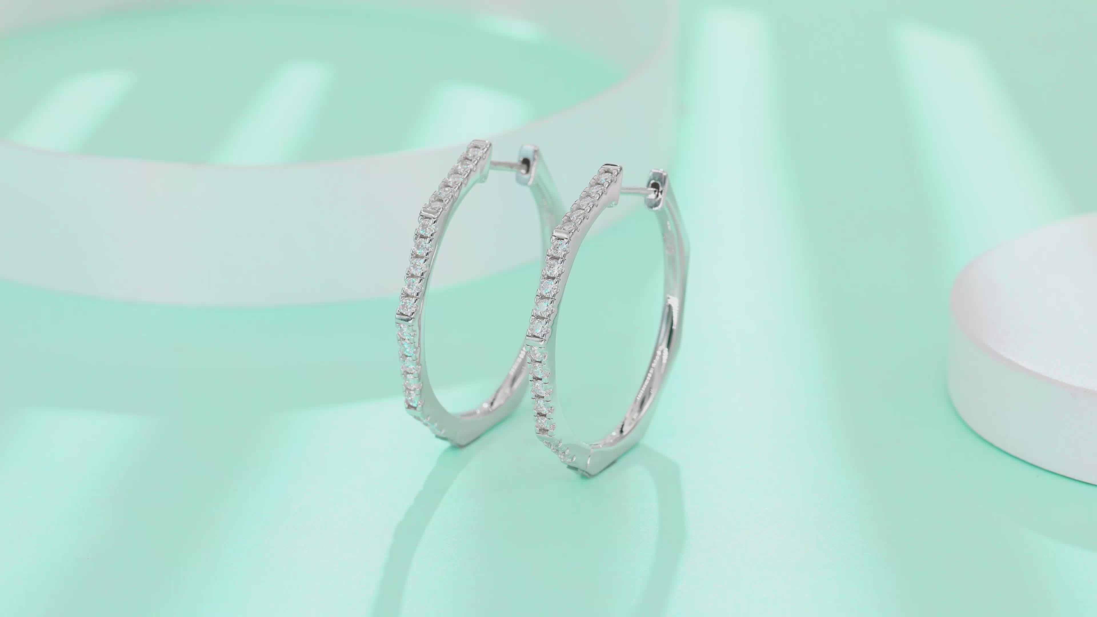 Geometric Pavé Moissanite Hoop Earrings