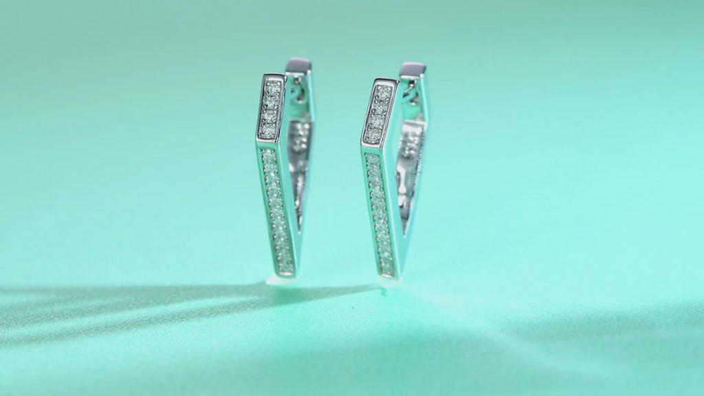 Geometric Bar Moissanite Hoop Earrings