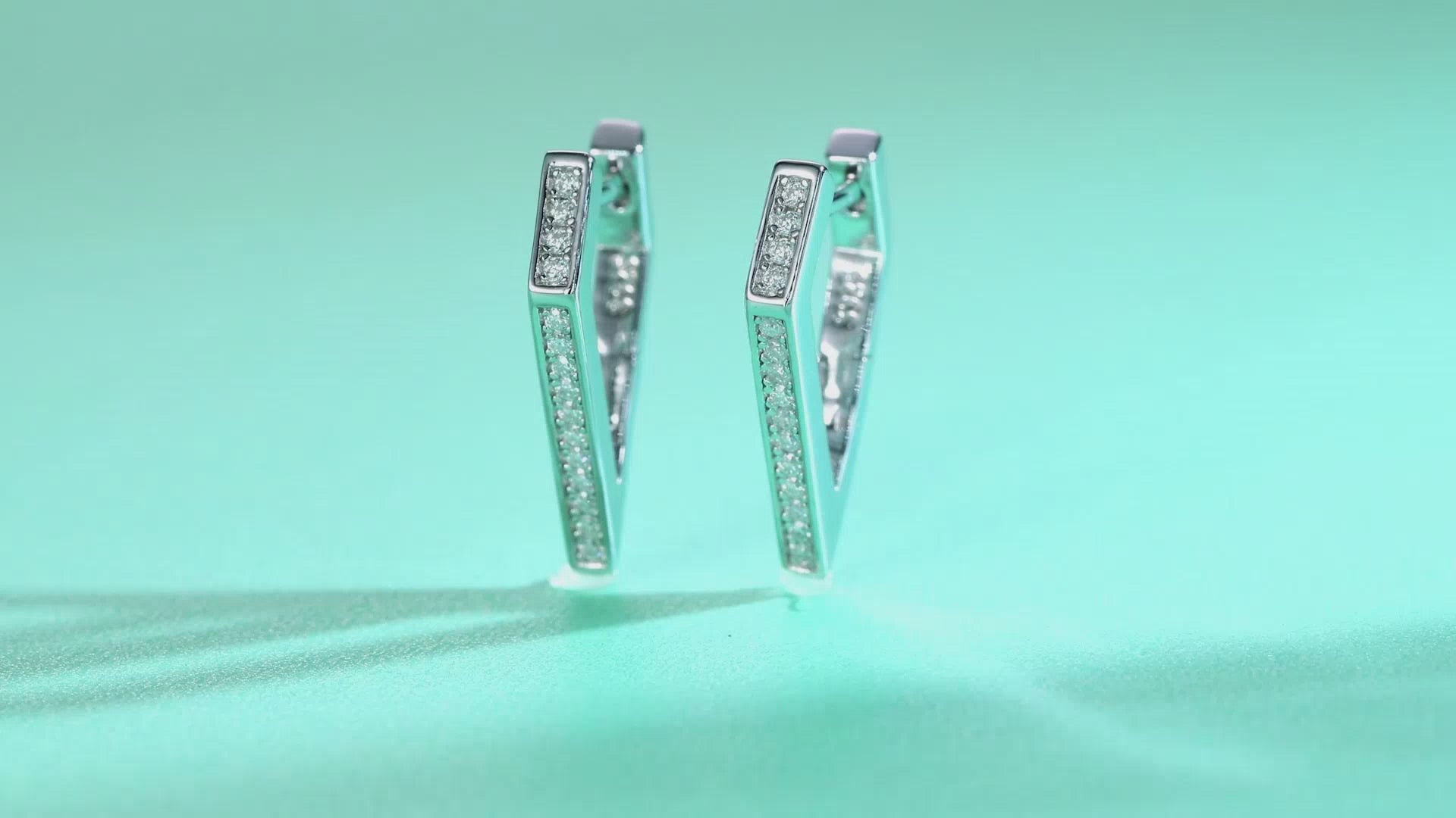 Geometric Bar Moissanite Hoop Earrings