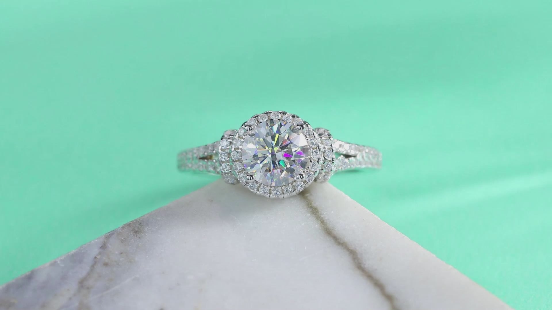 Round Halo Moissanite Ring