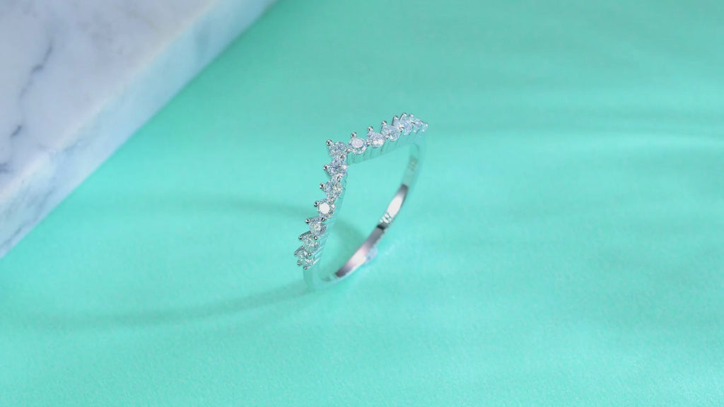 V-Shaped Crown Moissanite Ring