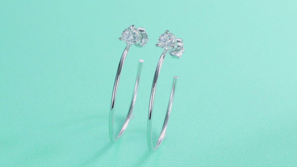 Minimal Round Moissanite Hoop Earrings