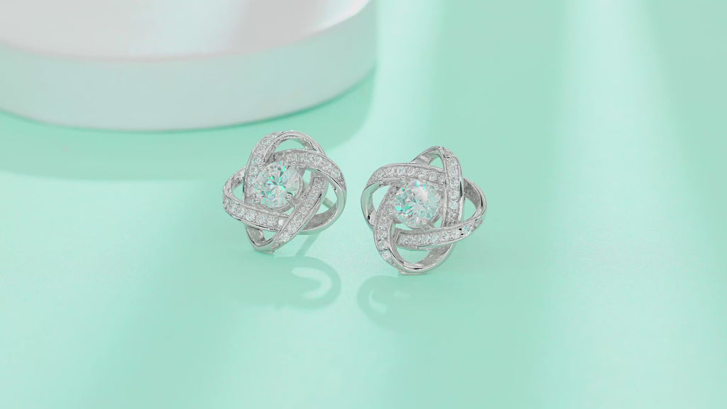 Interwoven Knot Moissanite Stud Earrings