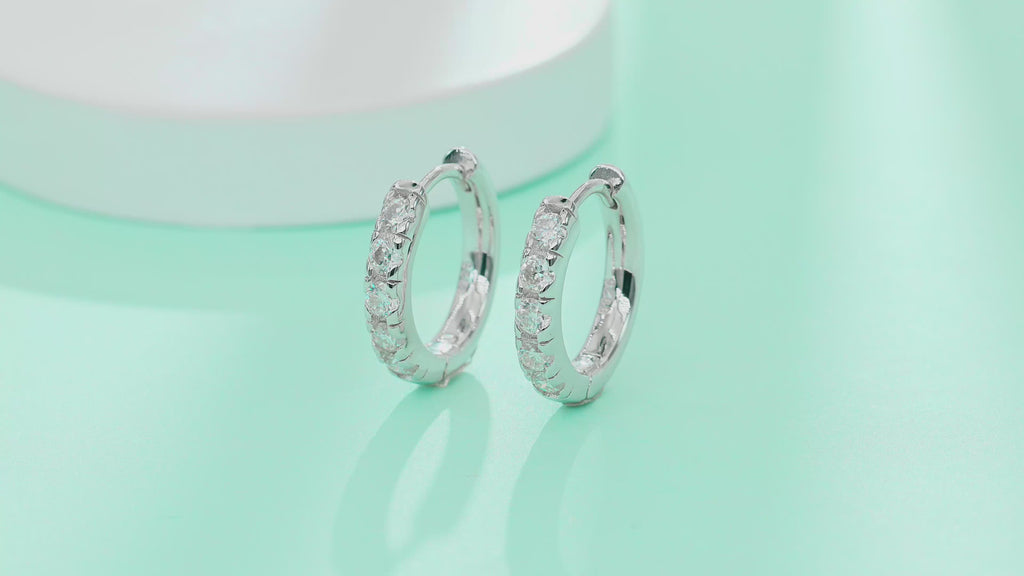 Pavé Moissanite Mini Hoop Earrings