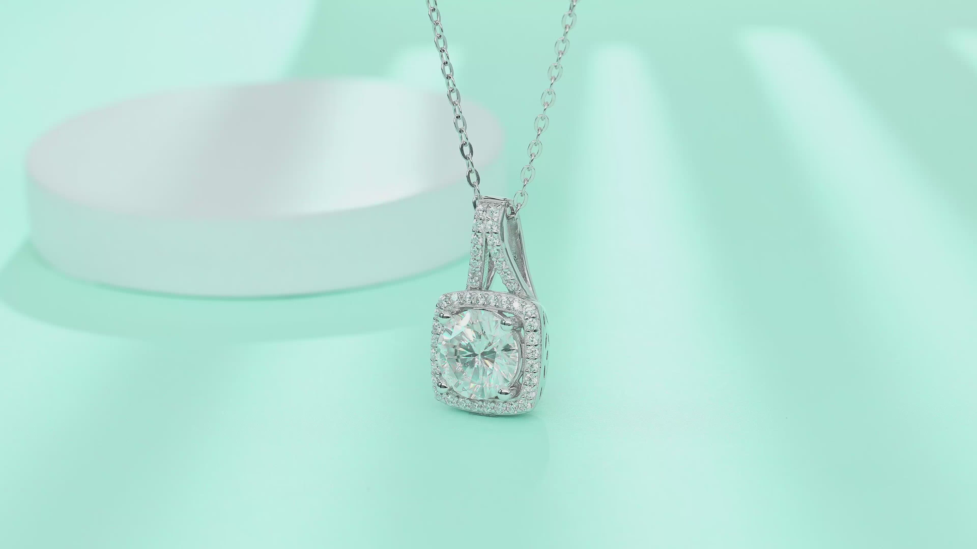 Square Halo 2ct Moissanite Pendant Necklace