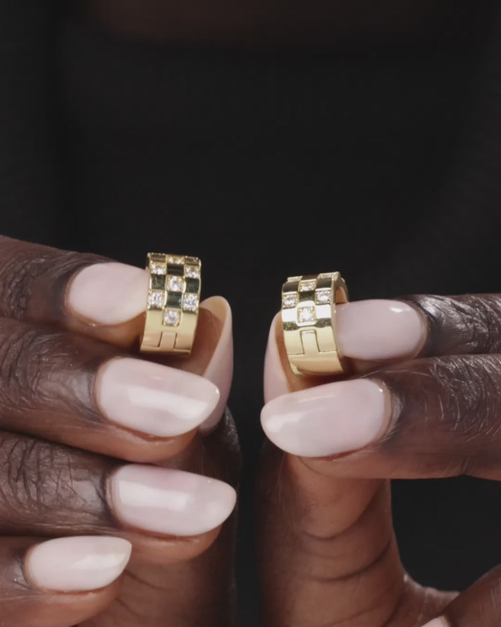 Luxe Checker Hoop Earrings
