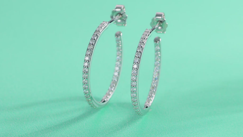 Ribbon Pavé Moissanite Hoop Earrings