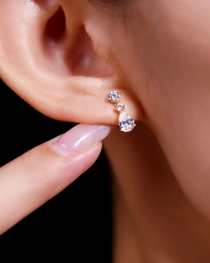 Gold Teardrop Cubic Zirconia Dangle Earrings