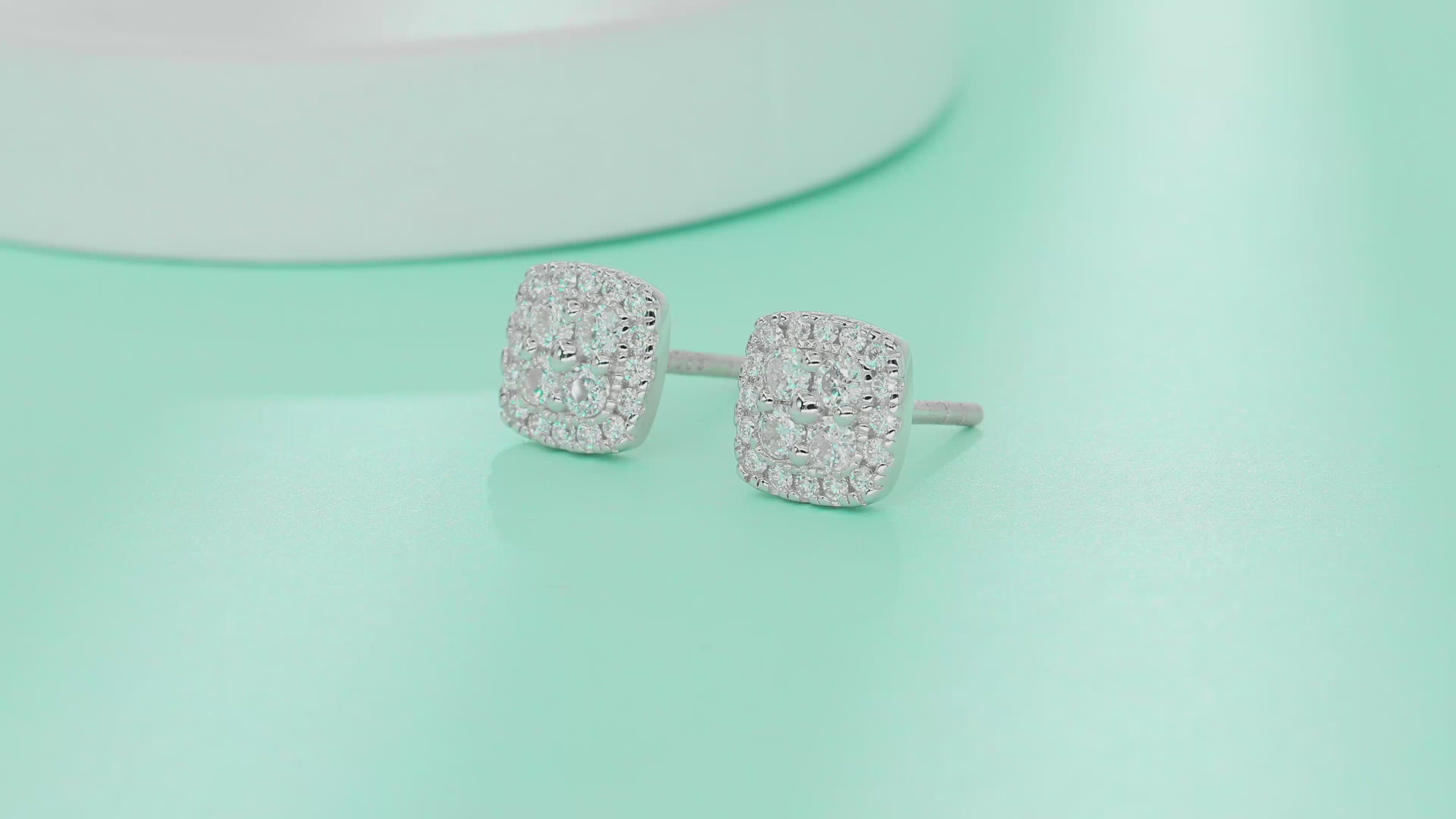 Halo Cushion Moissanite Stud Earrings