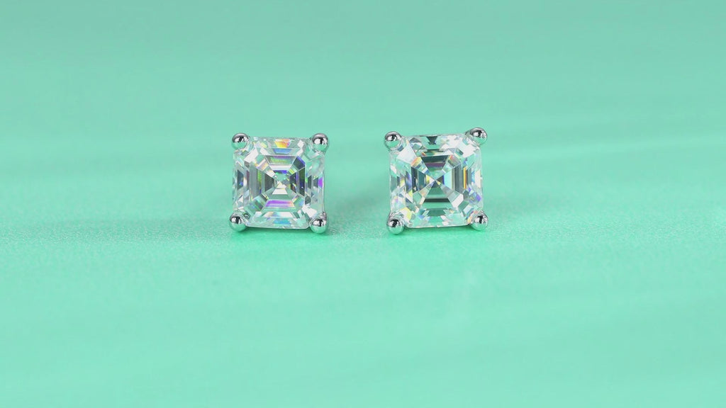 Square-Cut Moissanite Stud Earrings
