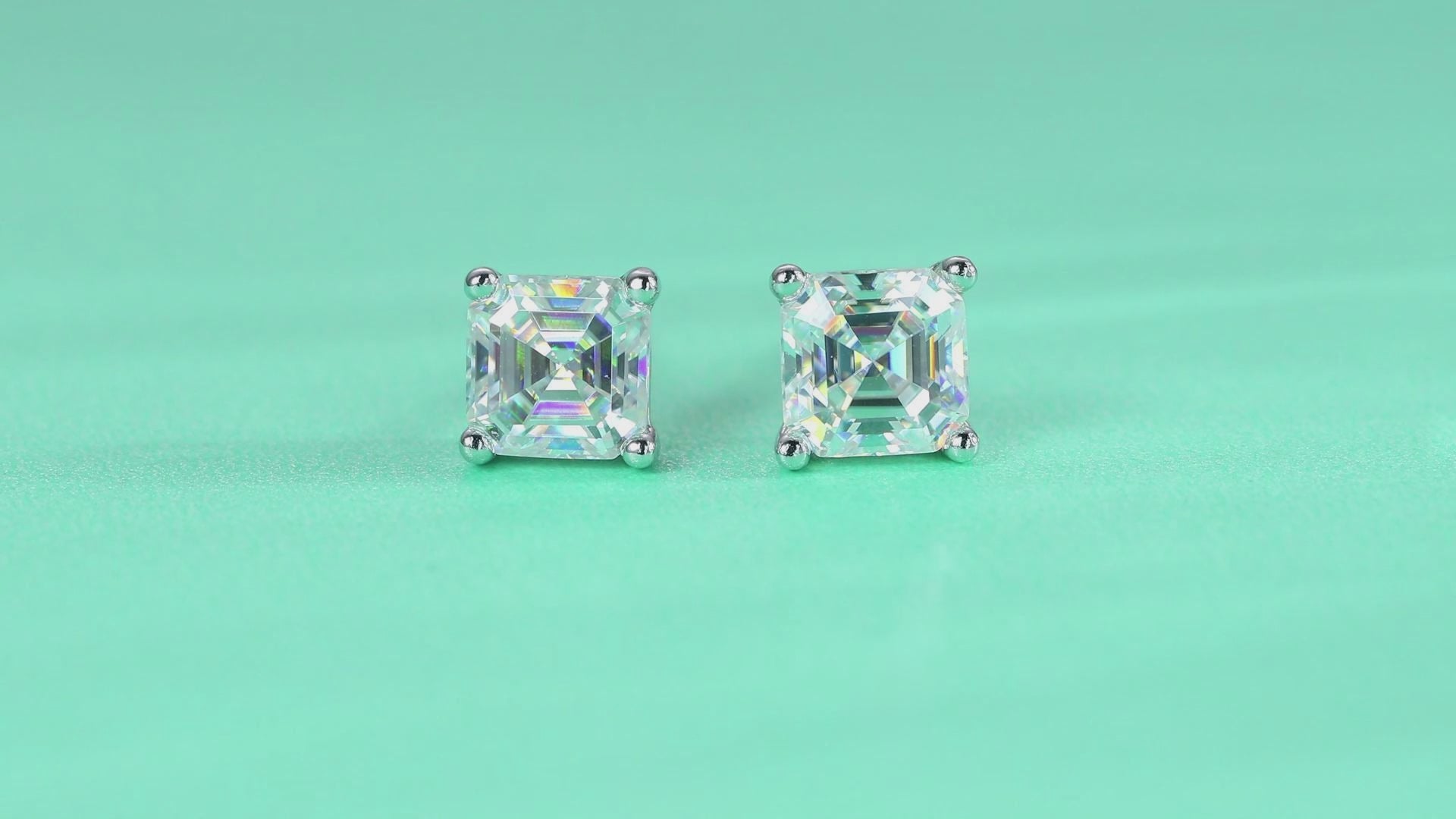 Square-Cut Moissanite Stud Earrings