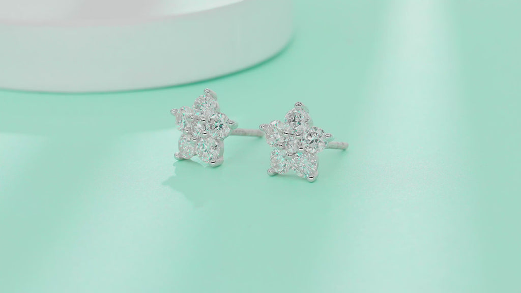 Flower Moissanite Stud Earrings
