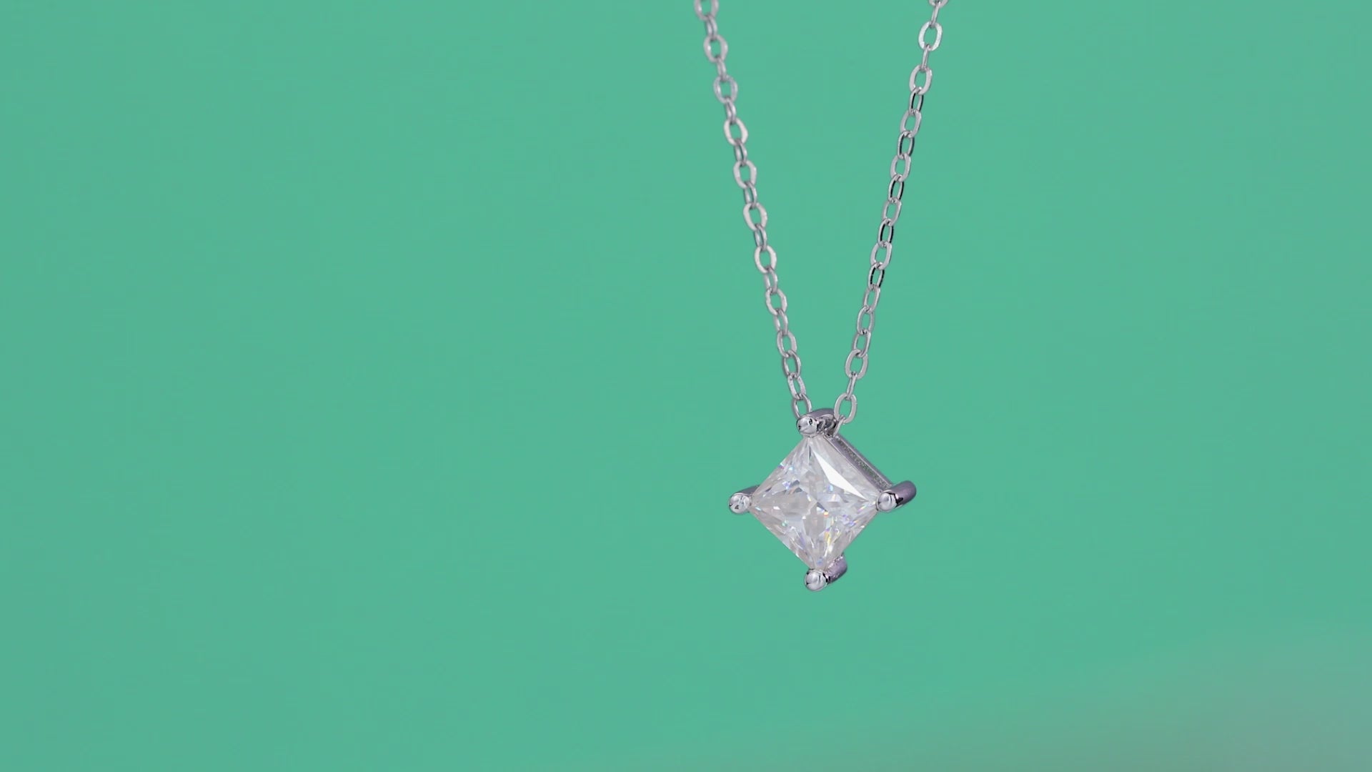 Square Moissanite Solitaire Pendant Necklace