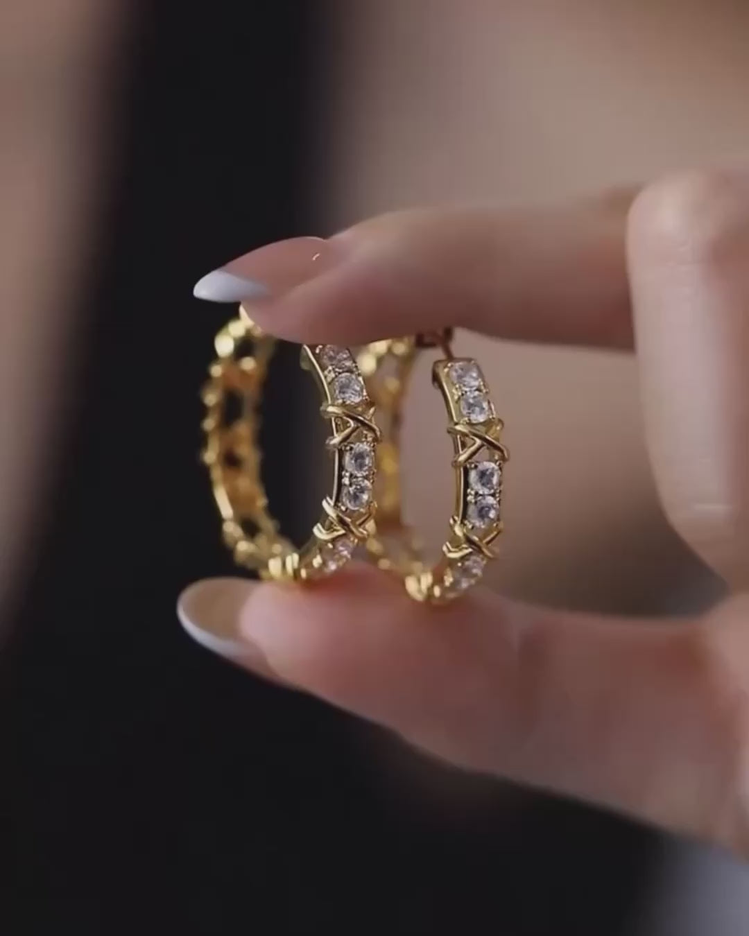 Golden Cross Sparkle Hoops