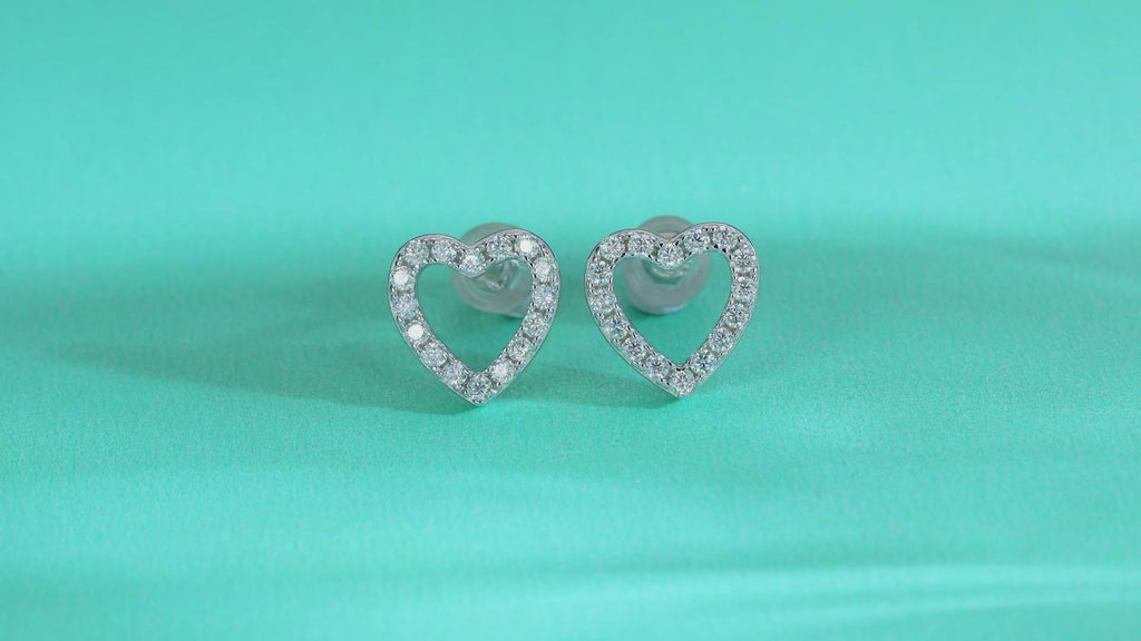 Pavé Heart Moissanite Stud Earrings
