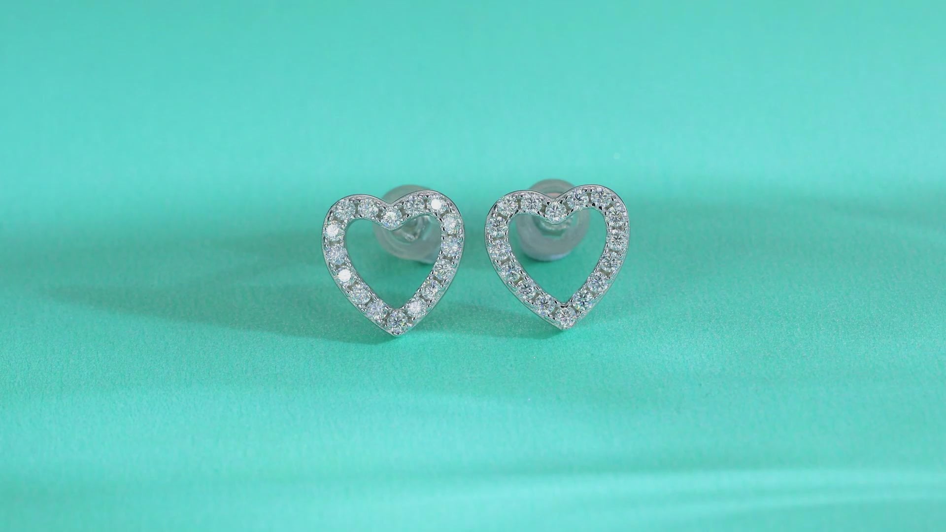 Pavé Heart Moissanite Stud Earrings