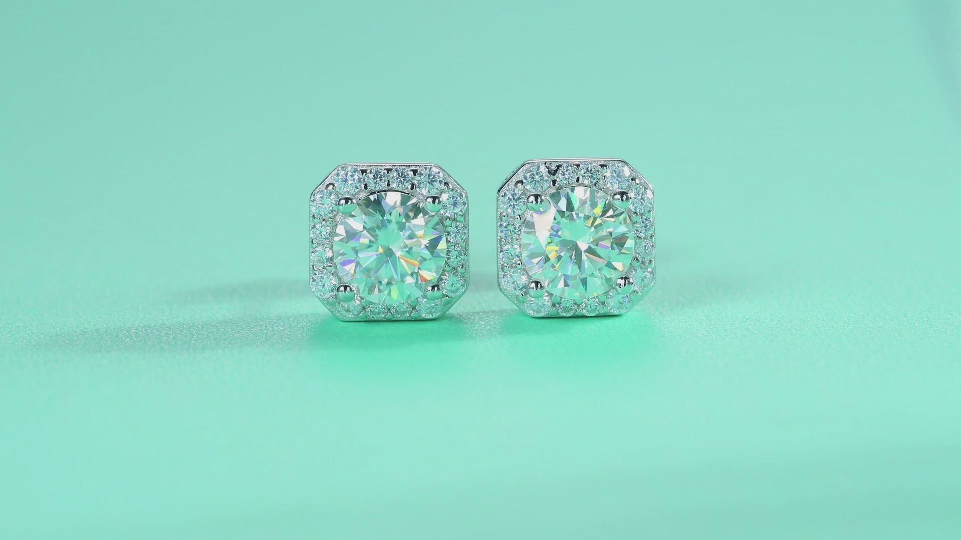 Halo Moissanite Stud Earrings
