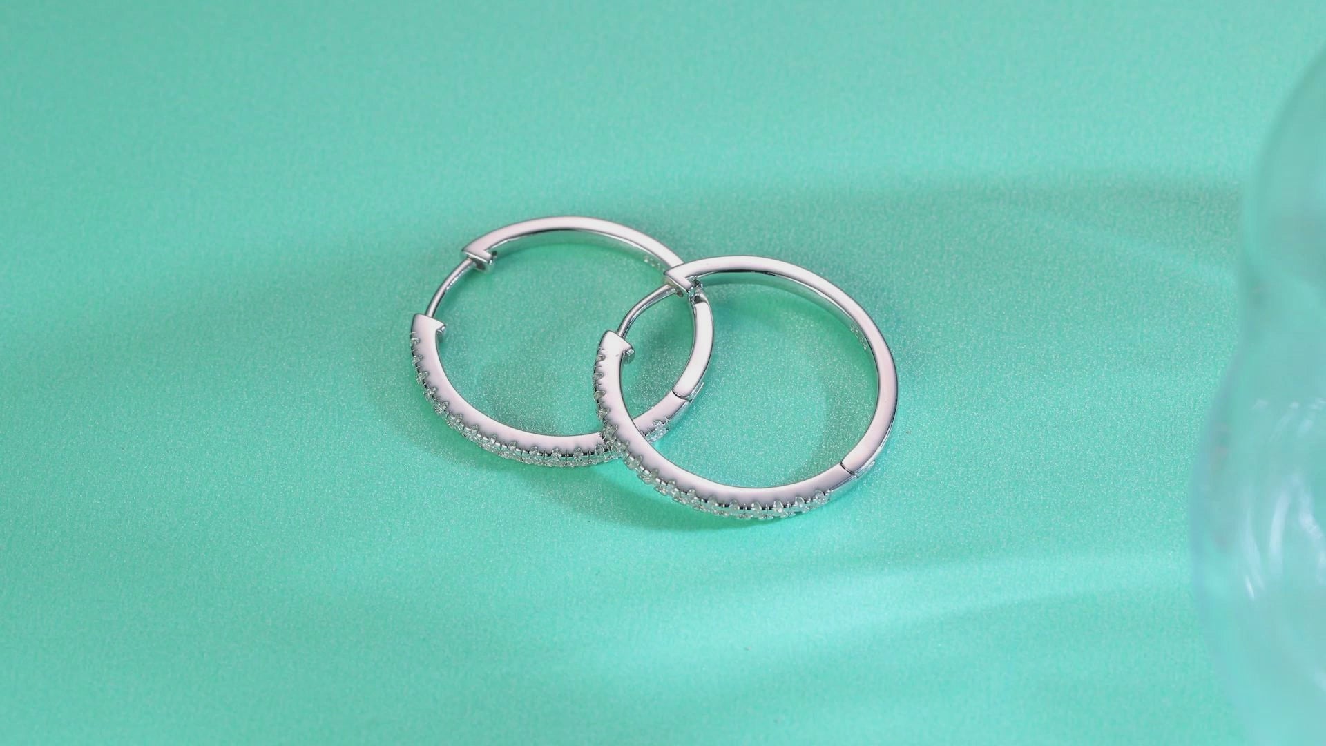Slim Pavé Moissanite Huggie Hoop Earrings