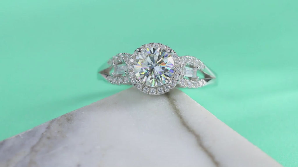 Round Halo Moissanite Ring