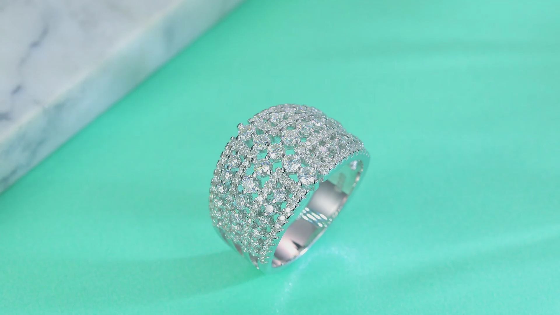 Multi-Row Pavé Moissanite Dome Ring