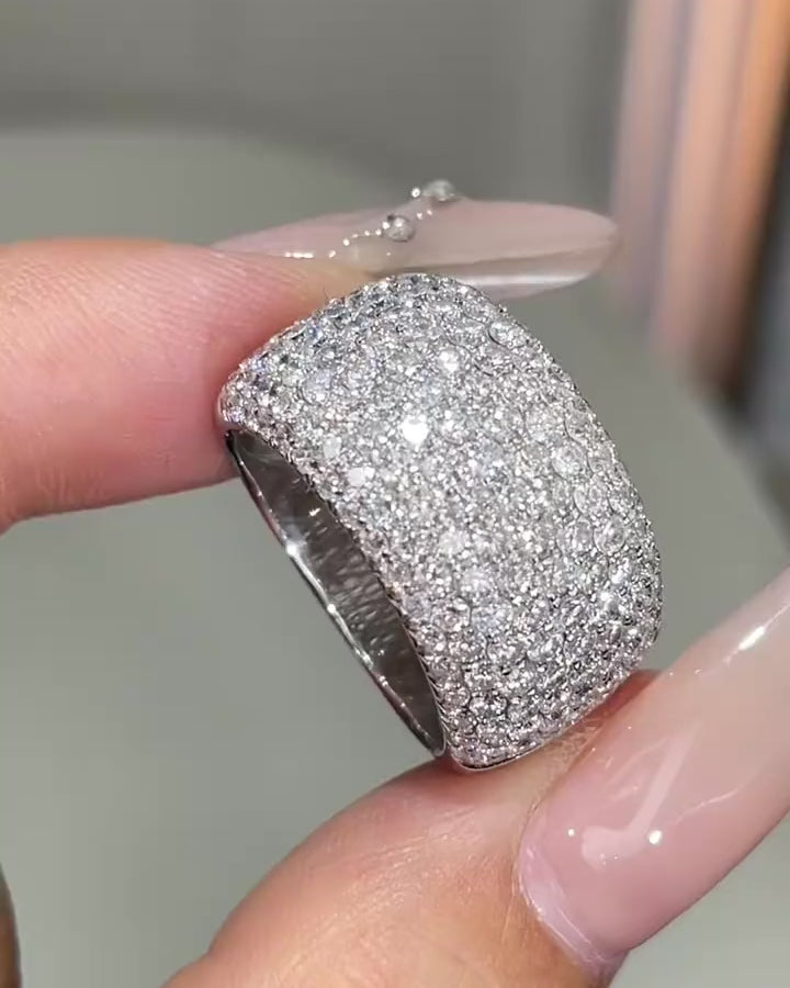 Multiple Row Pavé Moissanite Dome Ring