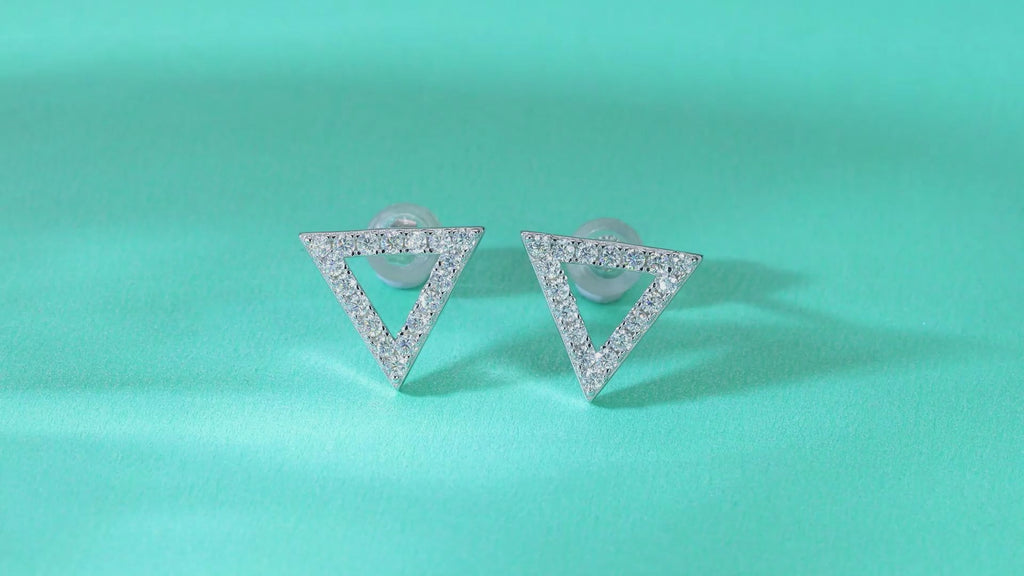 Pavé Triangle Moissanite Stud Earrings