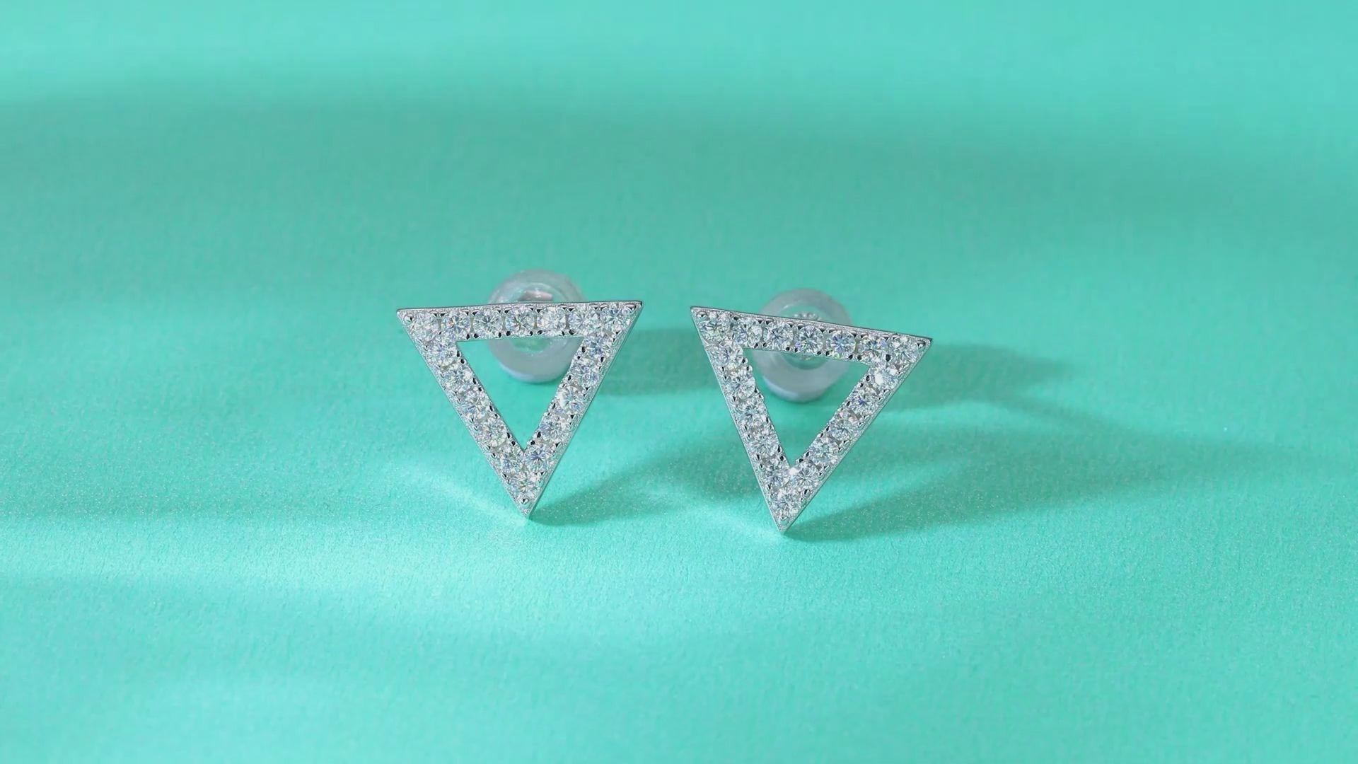 Pavé Triangle Moissanite Stud Earrings